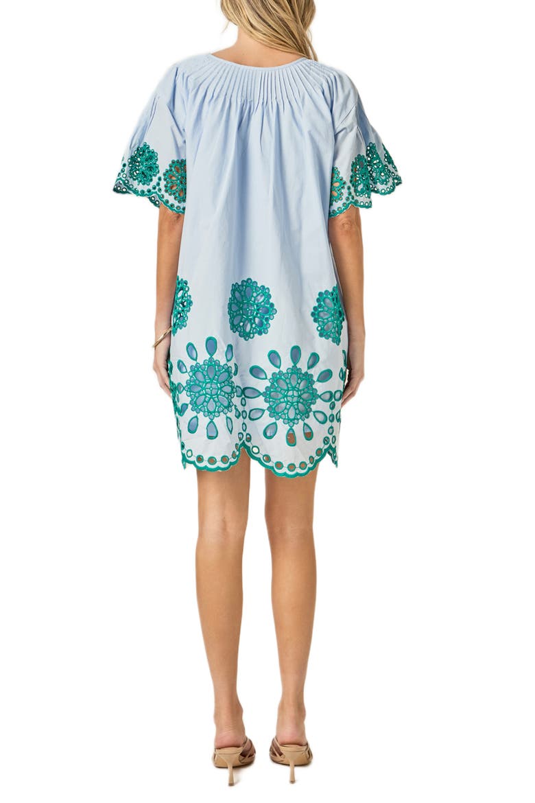 Embroidered Eyelet Shift Dress, Alternate, color, POWDER BLUE