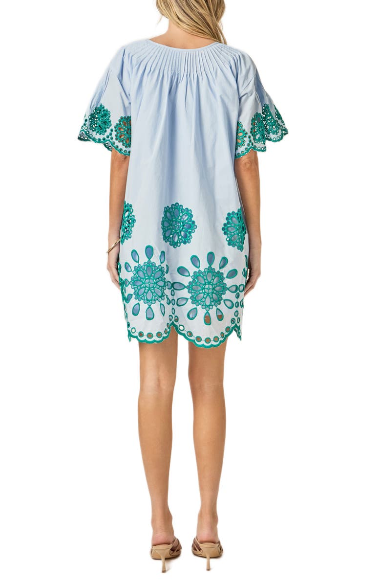 English Factory Embroidered Eyelet Shift Dress, Alternate, color, Powder Blue