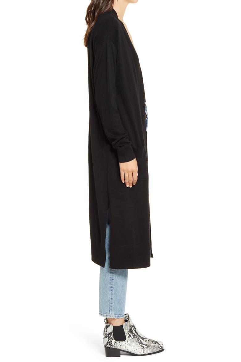 Open Duster Cardigan, Alternate, color, BLACK
