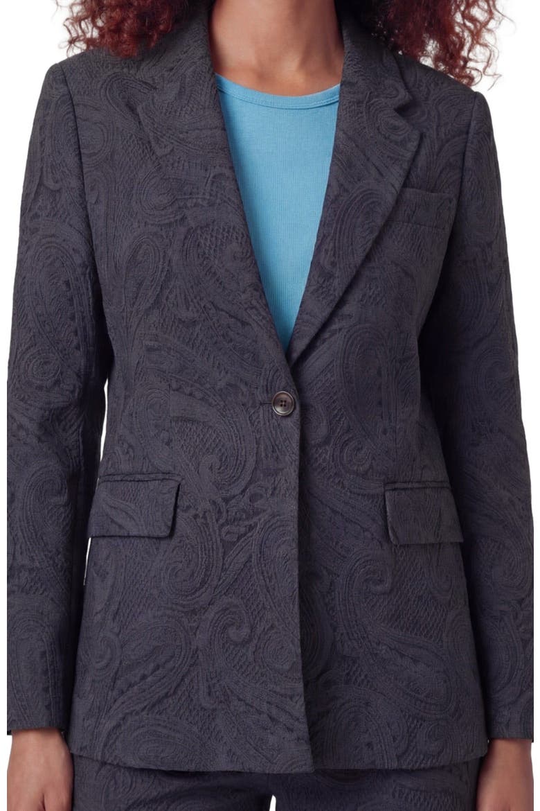 Crochet Paisley Womens Tailored Blazer, Alternate, color, CROCHET PAISLEY CAVIAR