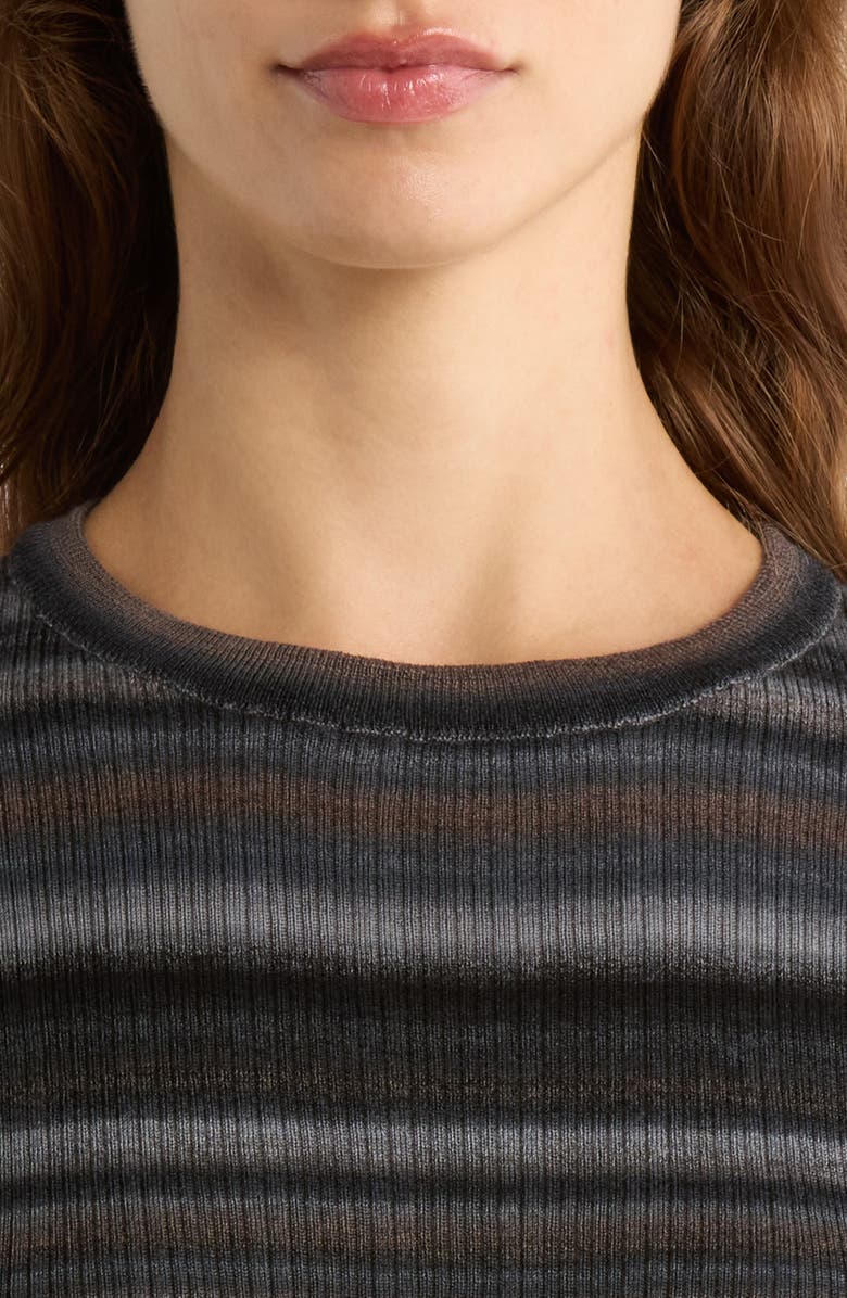 Re/Done Space Dye Stripe Rib Wool Sweater, Alternate, color, Blackcombo