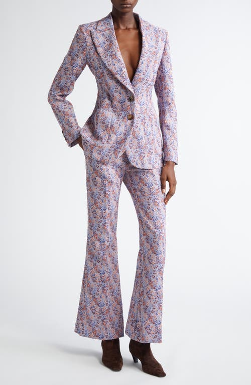Etro Fiorellino Lace Jacquard Flare Trousers In Multicolor Azure Base