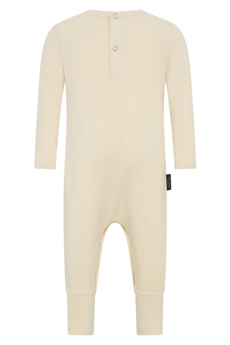 Bow Stretch Cotton Graphic Romper, Alternate, color, CREAM