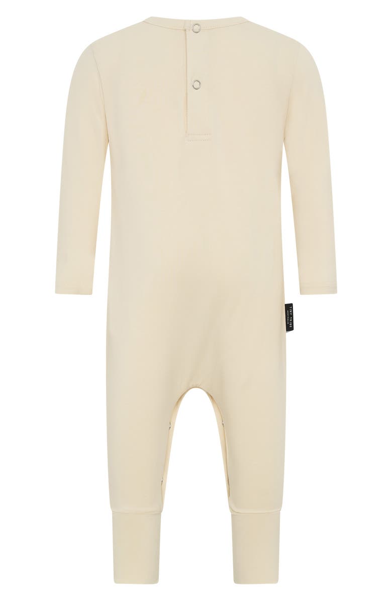 TINY TRIBE Bow Stretch Cotton Graphic Romper, Alternate, color, Cream