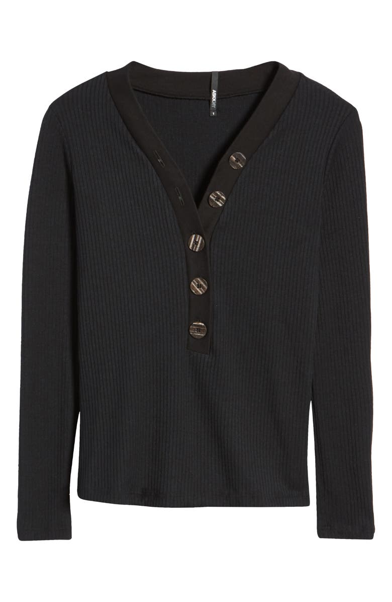 ASKK NY Ribbed Henley Top, Alternate, color, 