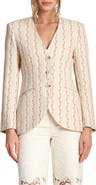 Avec Les Filles Floral Brocade Cotton Blazer