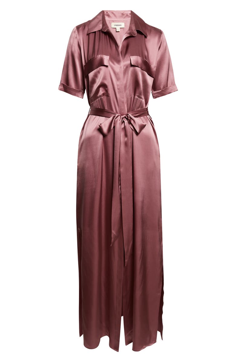 L'AGENCE Klement Utility Silk Maxi Dress, Alternate, color, Dusky Orchid