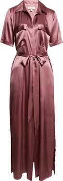 L'AGENCE Klement Utility Silk Maxi Dress