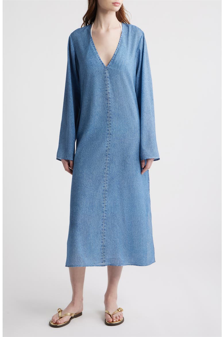 rb Miramar Crinkle Long Sleeve Cover-Up Dress, Main, color, MINET