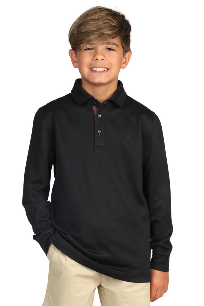 Kids' Long Sleeve Polo, Main, color, BLACK