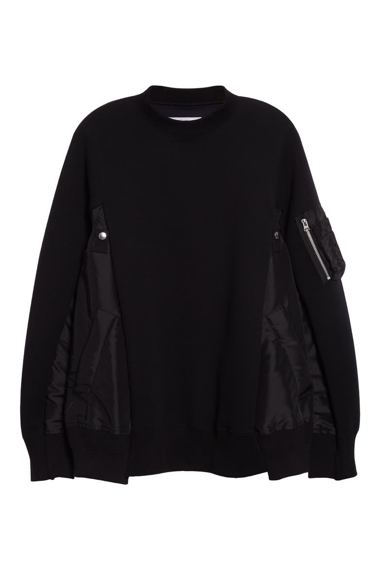 Sponge Mixed Media Sweatshirt, Alternate, color, BLACK/BLACK