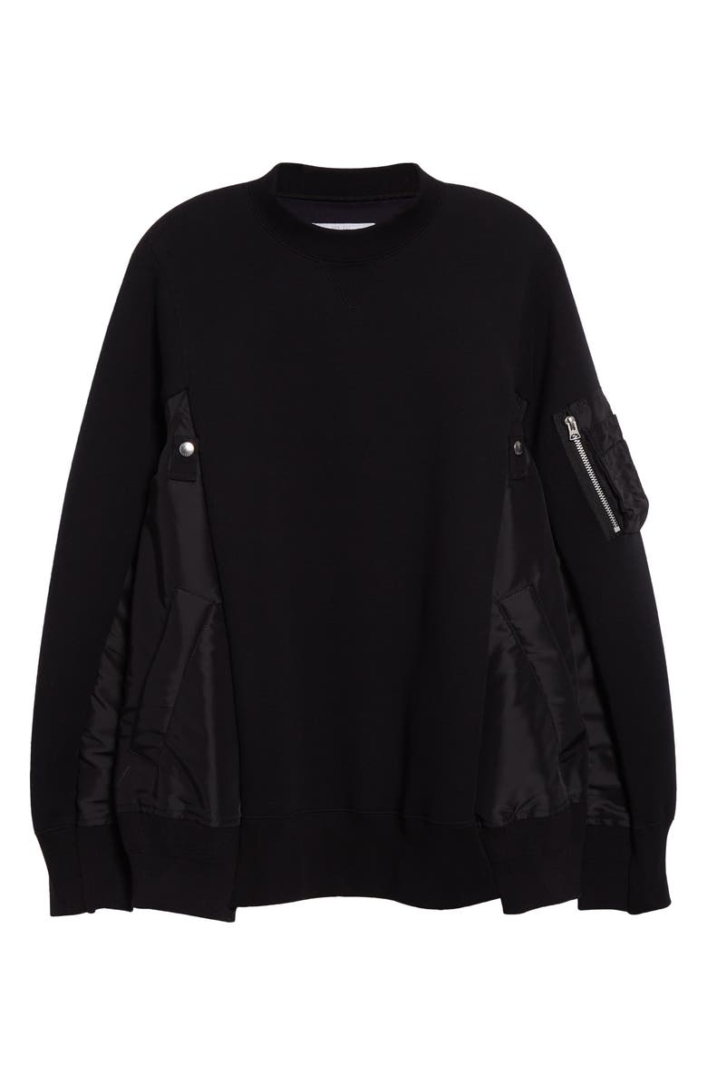 Sacai Sponge Mixed Media Sweatshirt, Alternate, color,