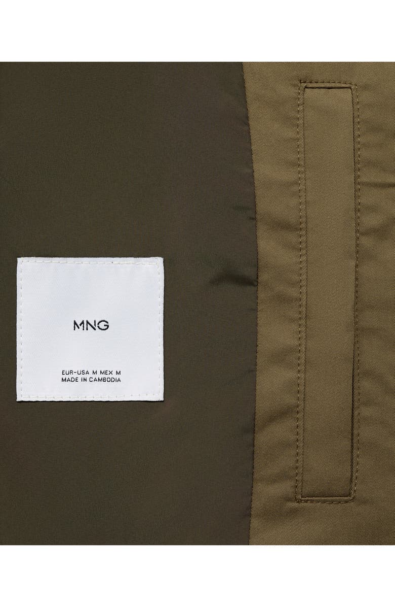 MANGO Classic Water Repellent Trench Coat, Alternate, color, Khaki Green