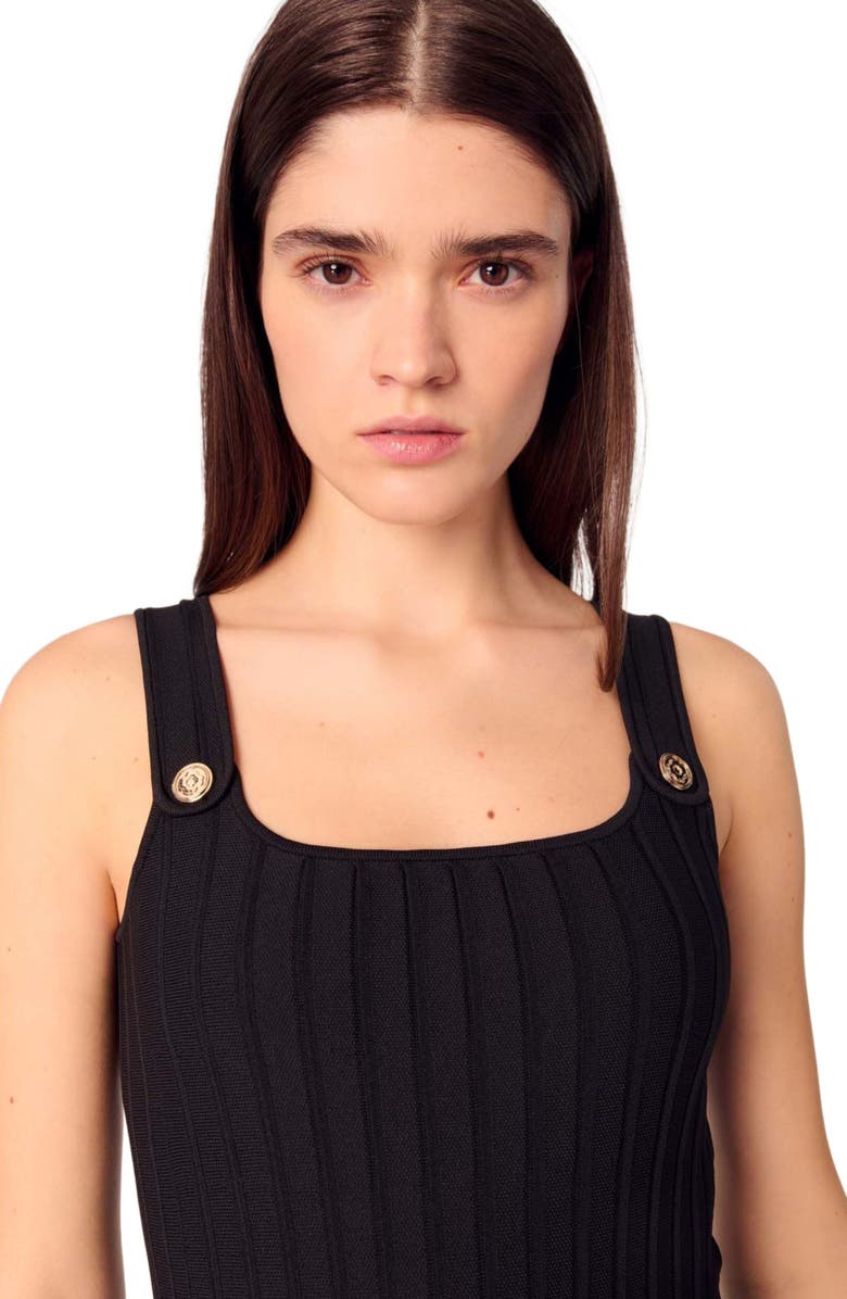 maje Pleated knit midi dress, Alternate, color,