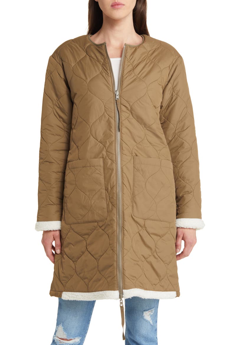 Granger Reversible Quilted High Pile Fleece Coat, Alternate, color, IVORY OLIVE MIX