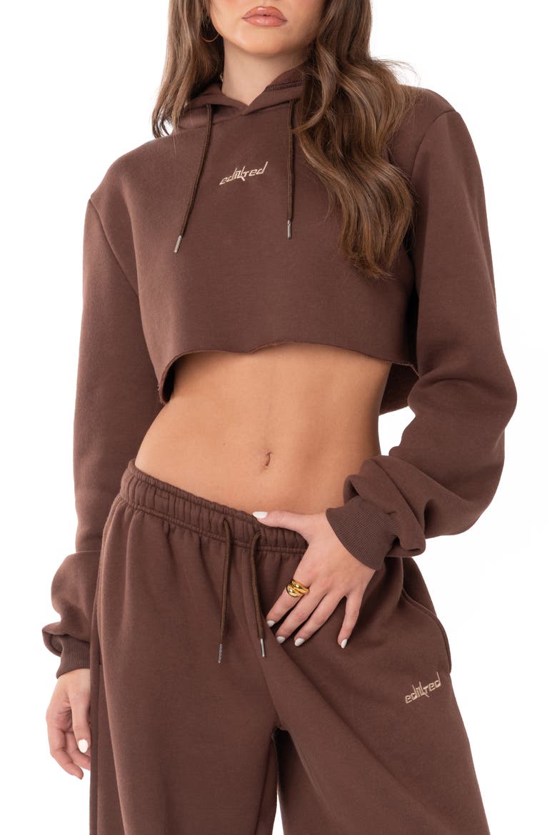 Brenna Crop Hoodie, Main, color, BROWN