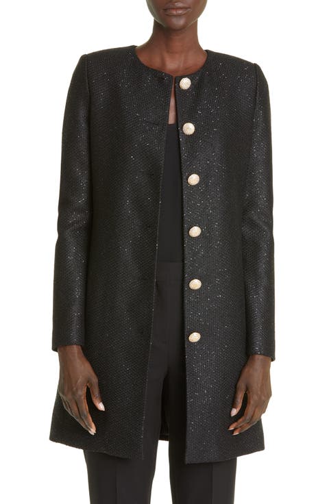 Sequin Knit Three Quarter Jacket
