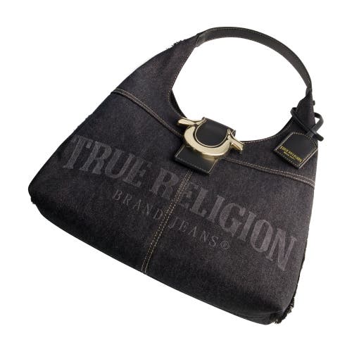 True Religion Frayed Denim Hobo In Black