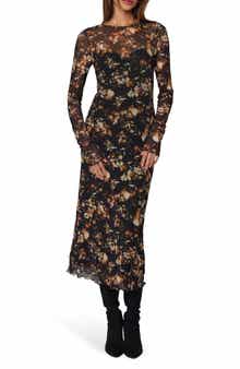 Lost + Wander Moonlit Meadow Floral Print Long Sleeve Midi Dress