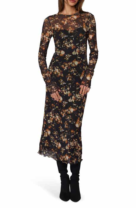 Lost + Wander Moonlit Meadow Floral Print Long Sleeve Midi Dress