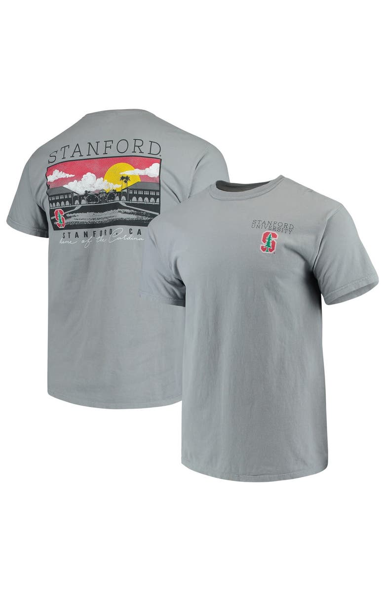 IMAGE ONE Men's Gray Stanford Cardinal Team Comfort Colors Campus Scenery T-Shirt, Main, color, 