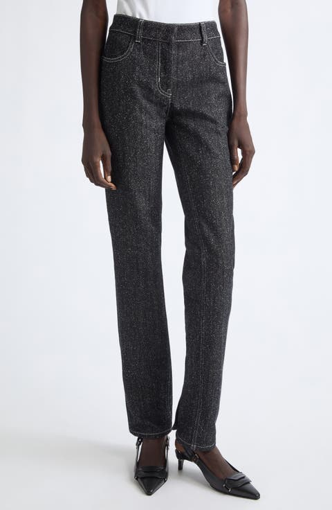 Denim Tweed Straight Leg Jeans