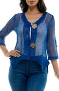 Nina Leonard Open Knit Bolero Cardigan