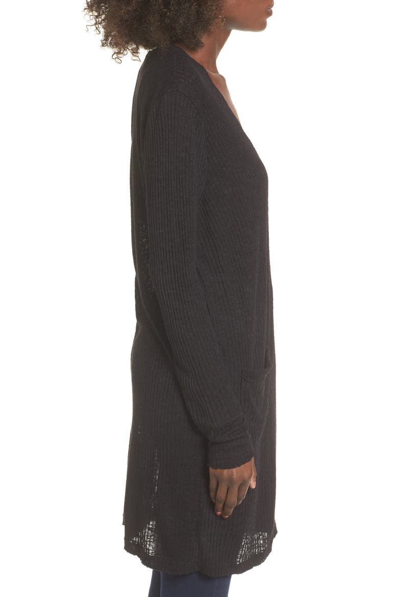Ribbed Knit Cardigan, Alternate, color, BLACK