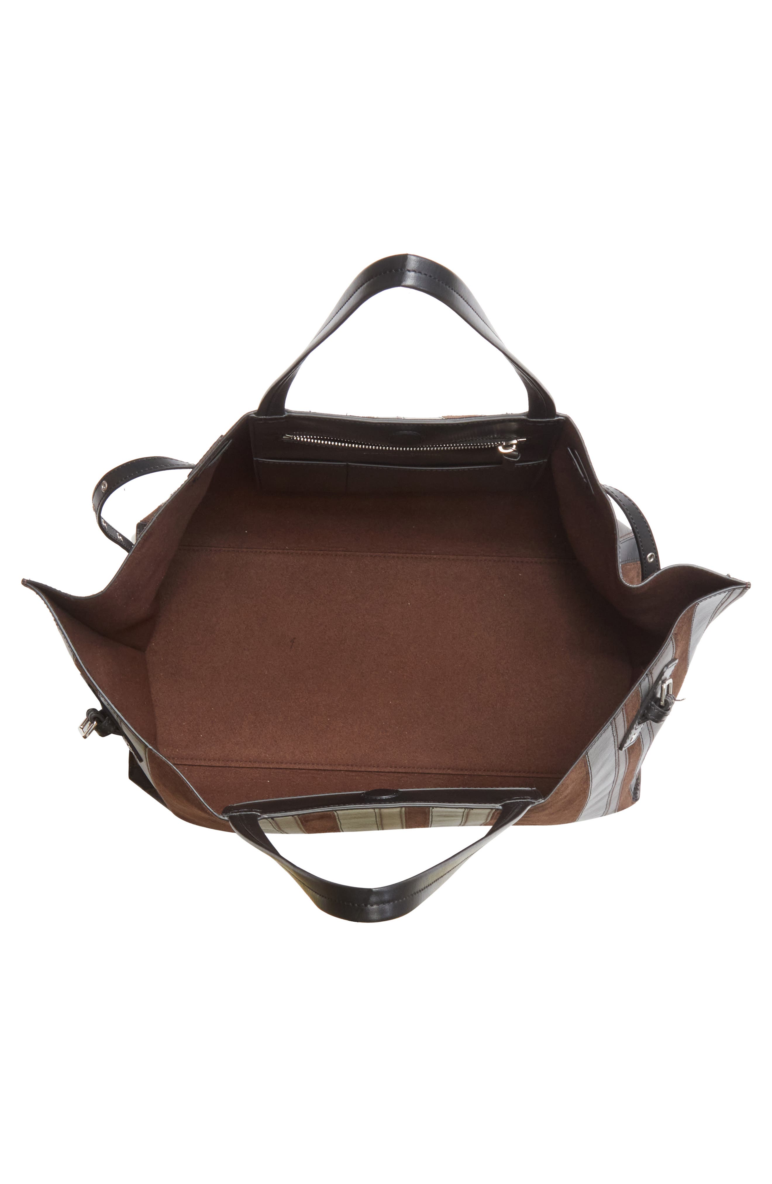 Days Striped Leather Tote, Alternate, color, BLACK/ ESPRESSO
