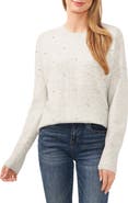 CeCe Rhinestone Embellished Crewneck Sweater