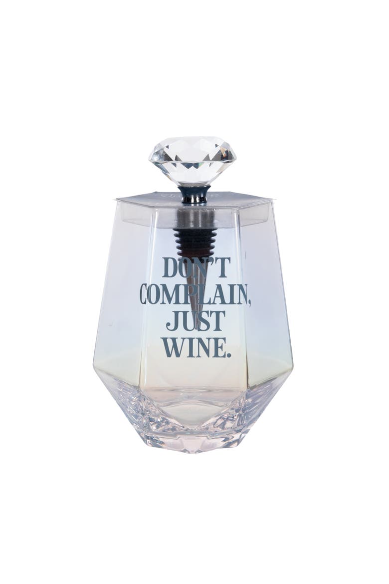 Just Wine Glass w/ Stopper Set of 2 Glass Clear 18 oz, Main, color, Clear