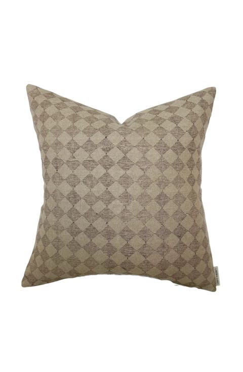Dane Brown Checkered Diamond Pillow Cover