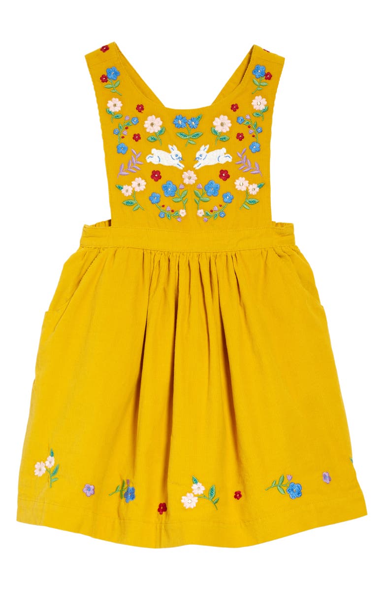 Mini Boden Kids' Embroidered Cotton Corduroy Pinafore Dress, Main, color, 