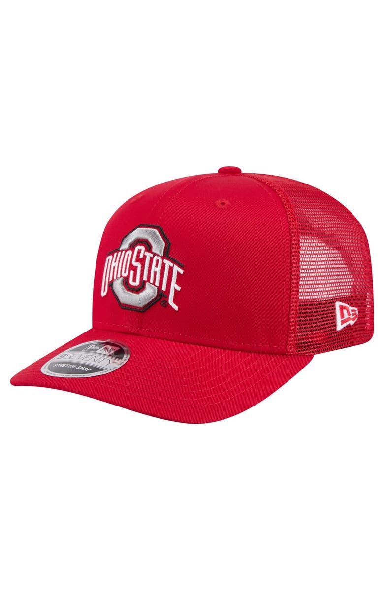New Era Men's New Era Scarlet Ohio State Buckeyes Primary 9SEVENTY Trucker Stretch-Snap Hat, Main, color, 