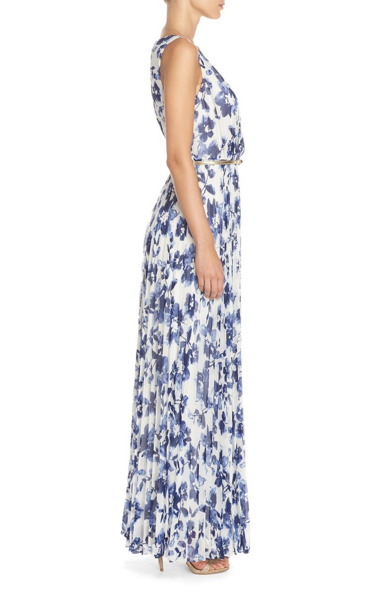 Eliza J Floral Pleat Chiffon Maxi Dress, Alternate, color,