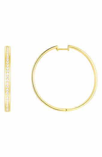 18K Gold Plated Sterling Silver Cubic Zirconia Eternity Hoop Earrings