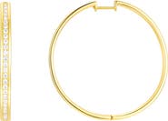 CANDELA JEWELRY 18K Gold Plated Sterling Silver Cubic Zirconia Eternity Hoop Earrings