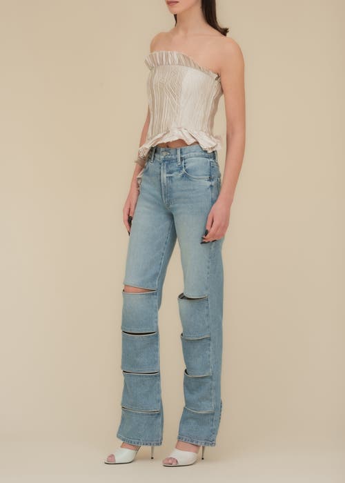 Contessa Mills Arcana Slim-fit Mid-rise Leather-trim Jeans In Blue