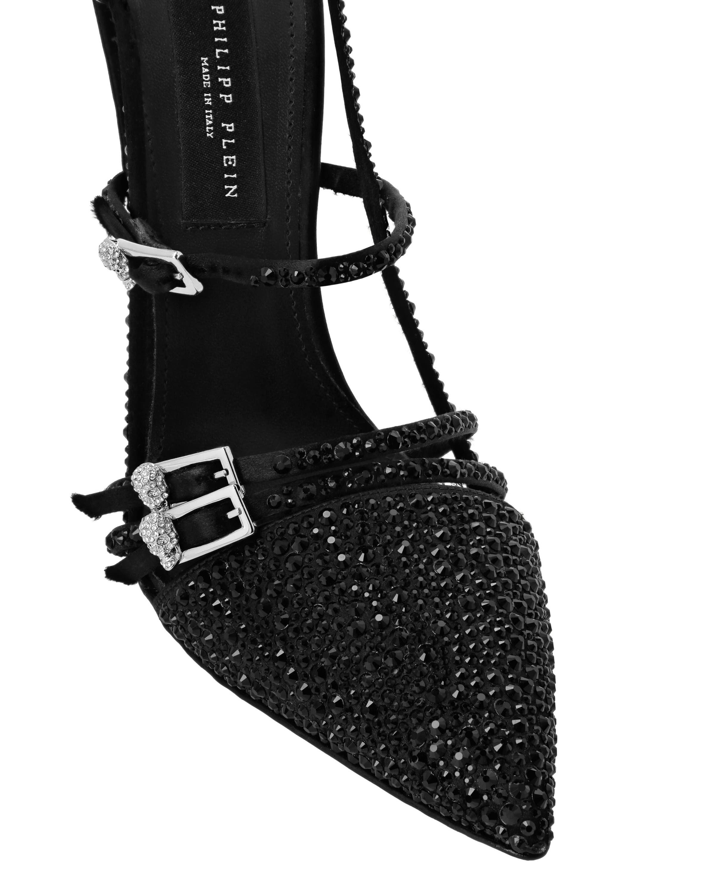 Multi-Strap High-Heel Slingbacks 12 Mix Strass Women, Alternate, color, black