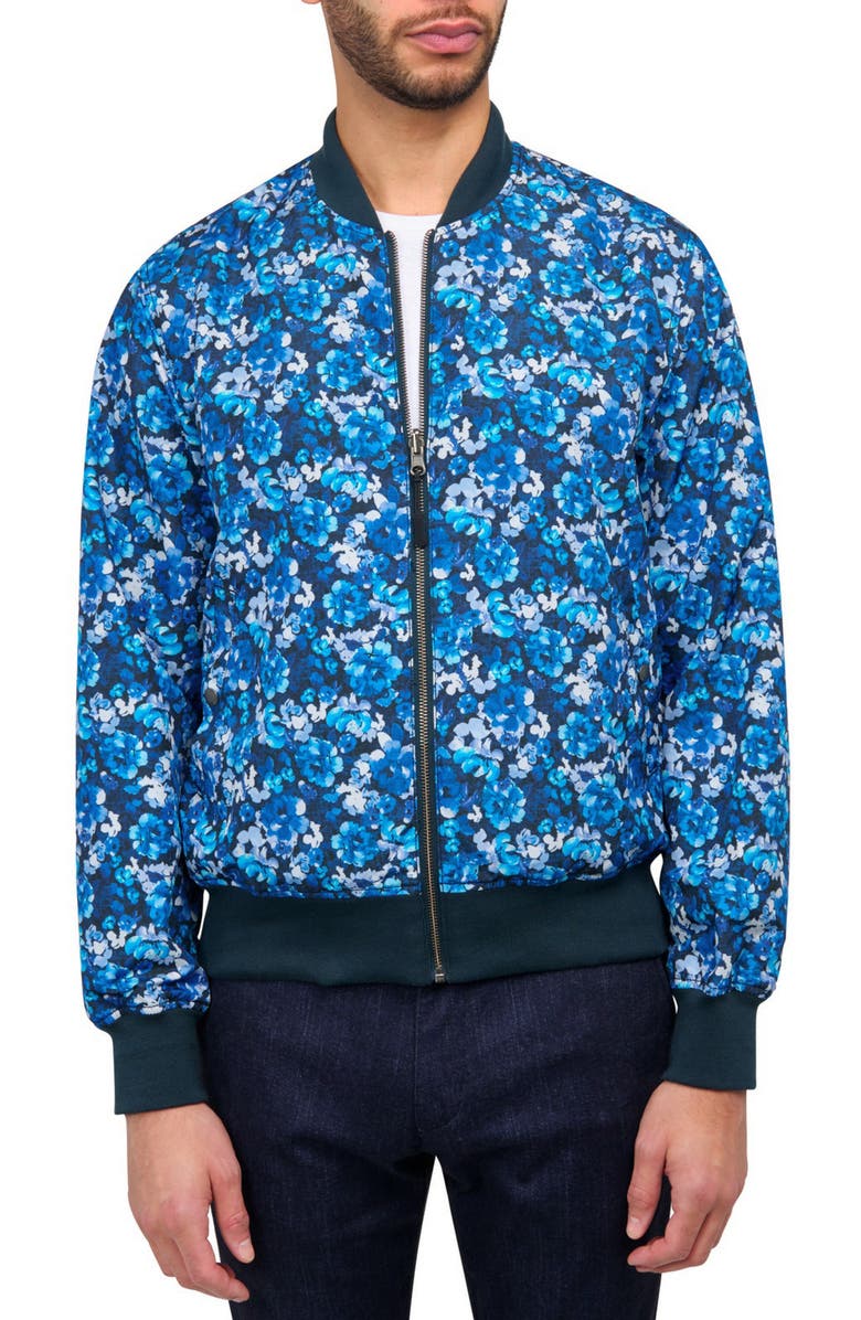 Brooklyn Brigade Slim Fit Floral Reversible Bomber Jacket, Alternate, color, Navy