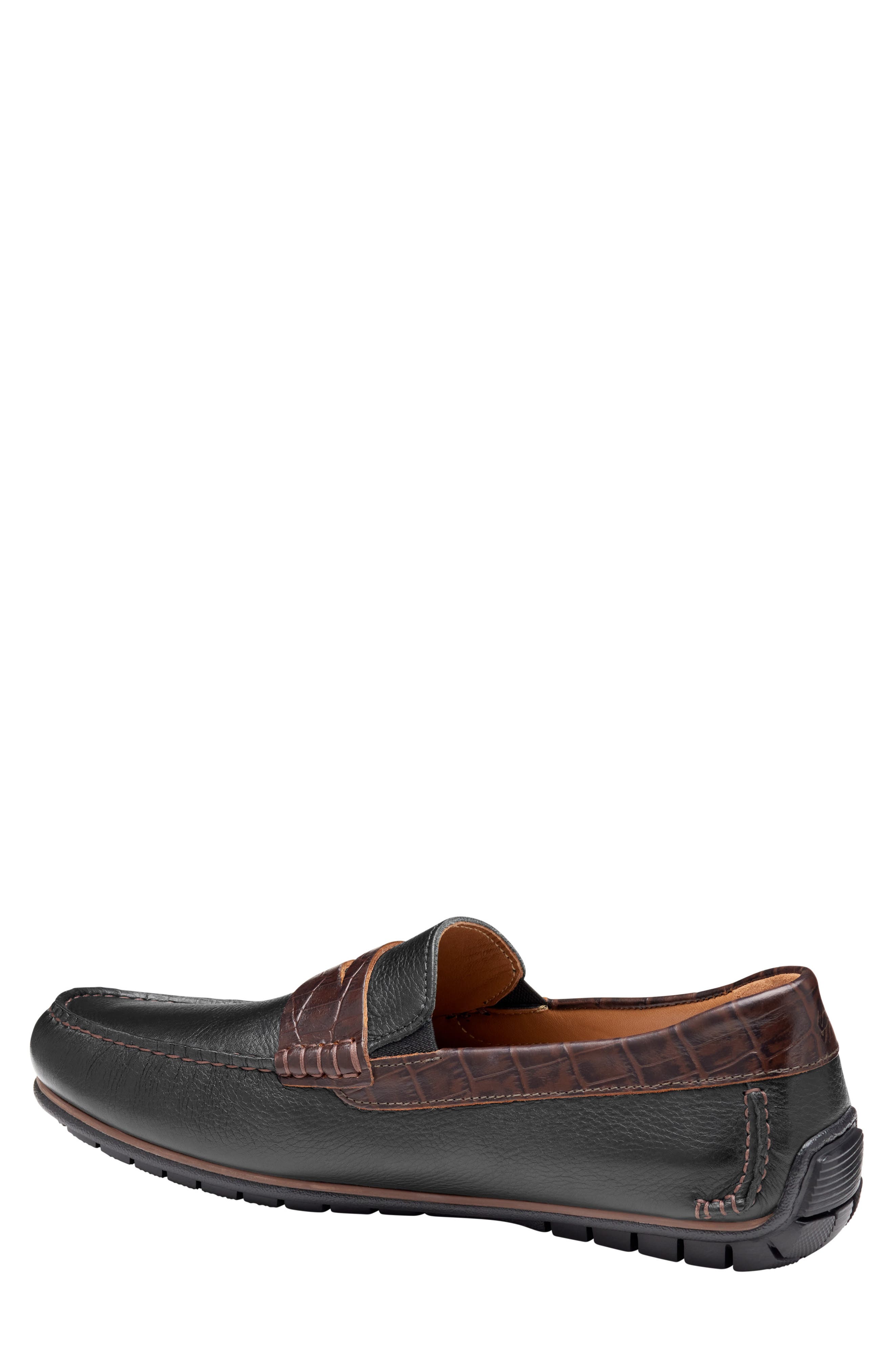 Johnston & Murphy Cort 2.0 Penny Loafer, Alternate, color, Black Full Grain/Croc Grain