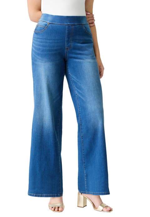 Roaman's Plus Size 360° Stretch Wide Leg Jean (Plus)