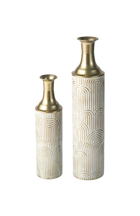 Set of 2 Modern Metal Floor Vases