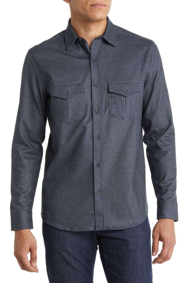 Men's Houndstooth Button-Up Shirt, Main, color, NAVY