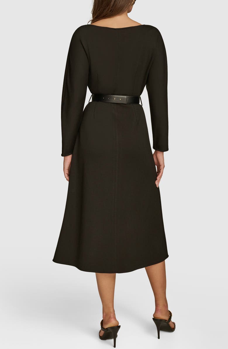 Donna Karan New York Belted Bracelet Sleeve Dress, Alternate, color, Black