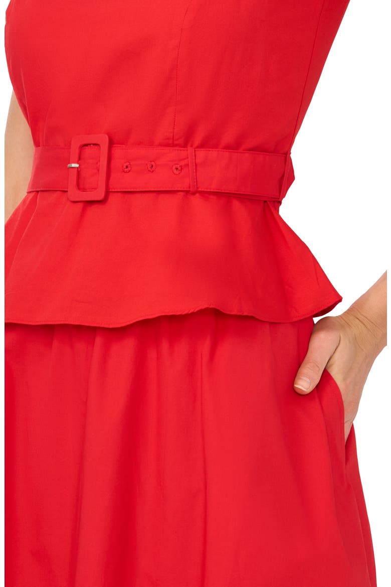 Sleeveless Belted Peplum Top, Alternate, color, CLASSIC CHERRY