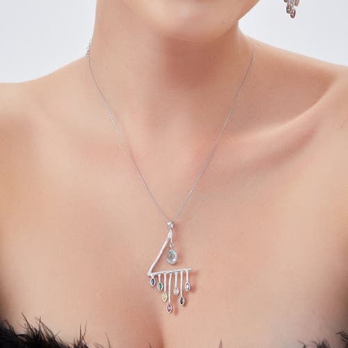 Spero London Colourful Rainbow Rain Drop Necklace In Metallic