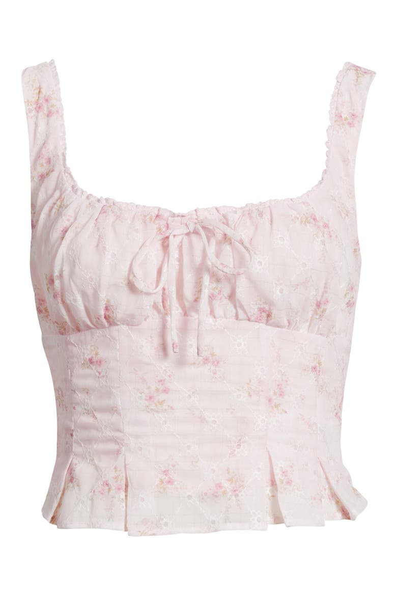 Floral Shirred Crop Top, Alternate, color, PINK DITSY