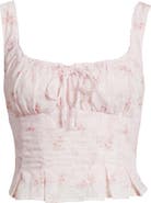 All in Favor Floral Shirred Crop Top