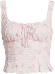All in Favor Floral Shirred Crop Top